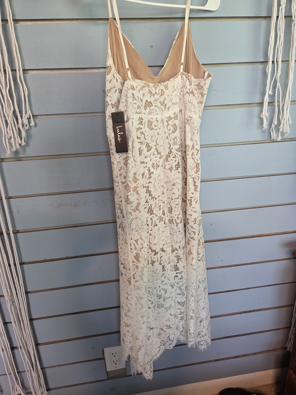 Lulu's White Lace Maxi Slip Dress with Spaghetti Straps - Picture 3 of 5